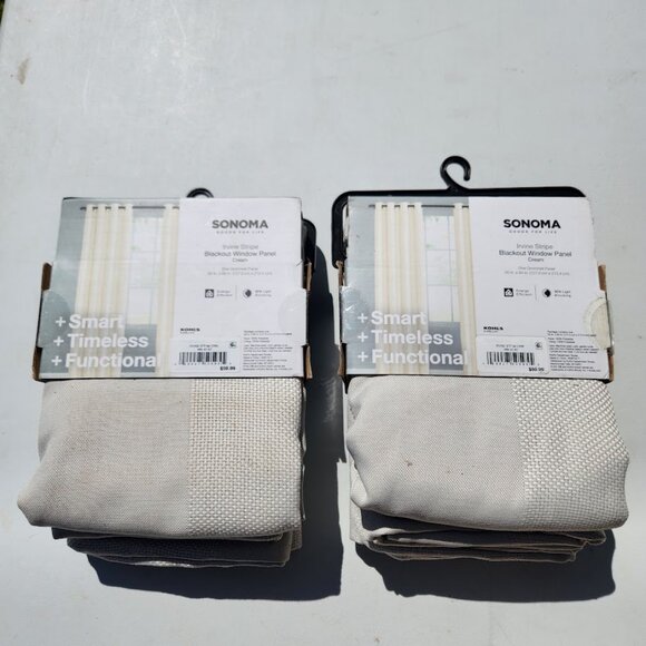 NEW Sonoma Blackout Window Curtains Panel Two Panels Grommet 50" x 84" Cream Col - Picture 7 of 14